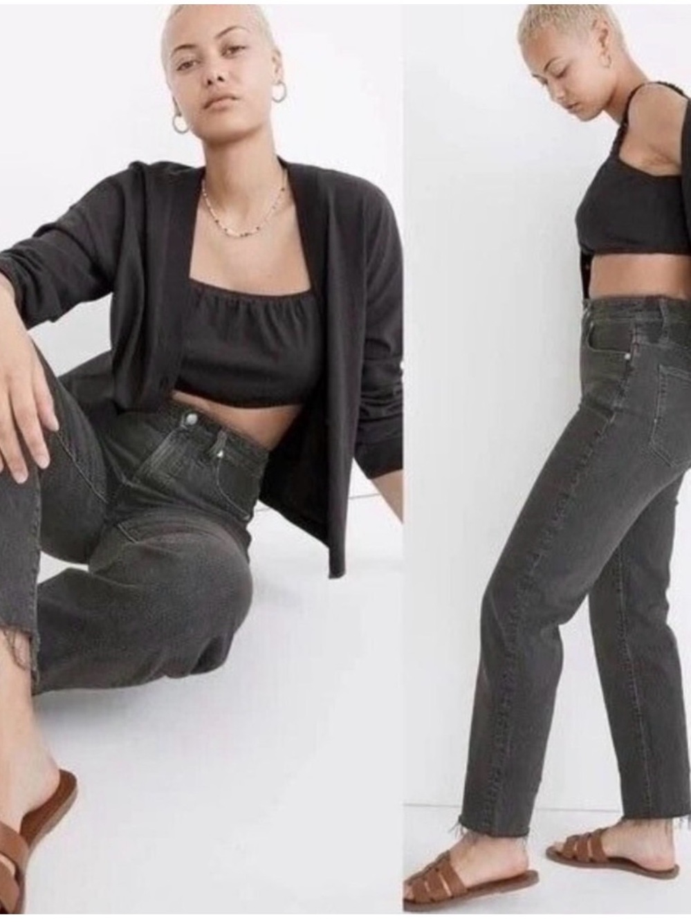 Madewell The Curvy Perfect Vintage Straight Jean in Black Lunar Wash Sz 27